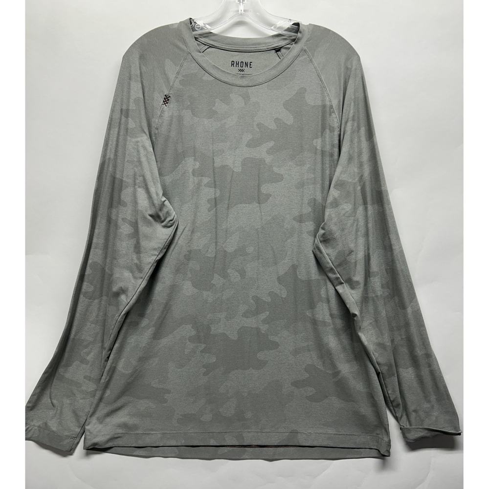 Rhone Mens Size XL Gray Reign Camo Long Sleeve Athletic T Shirt (L2)